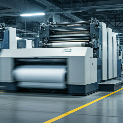 Offset printing press in operation