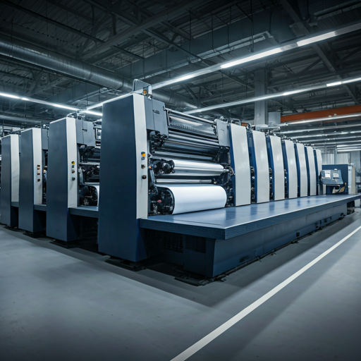 Industrial printing press in operation