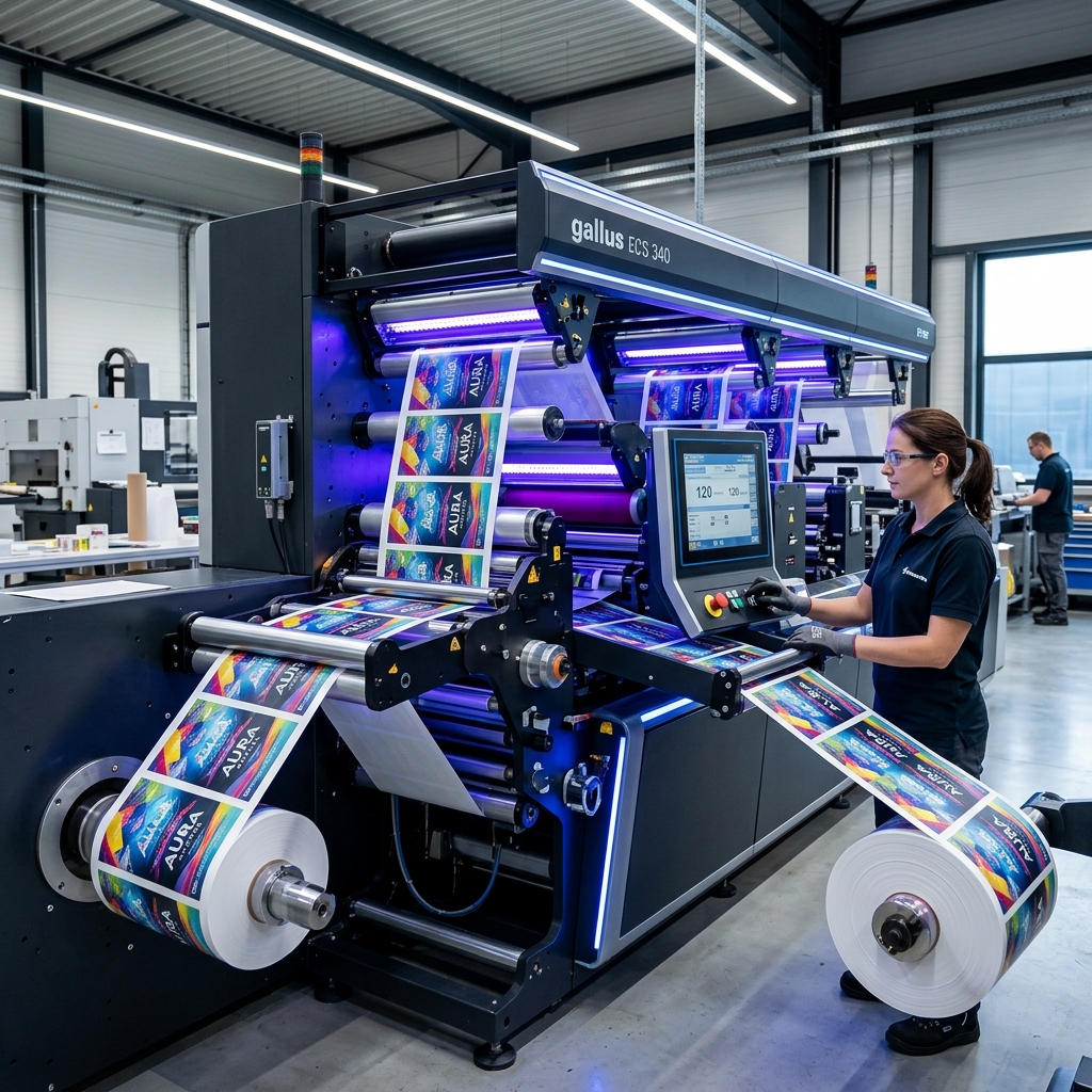 High-tech UV LED flexographic printing press in action